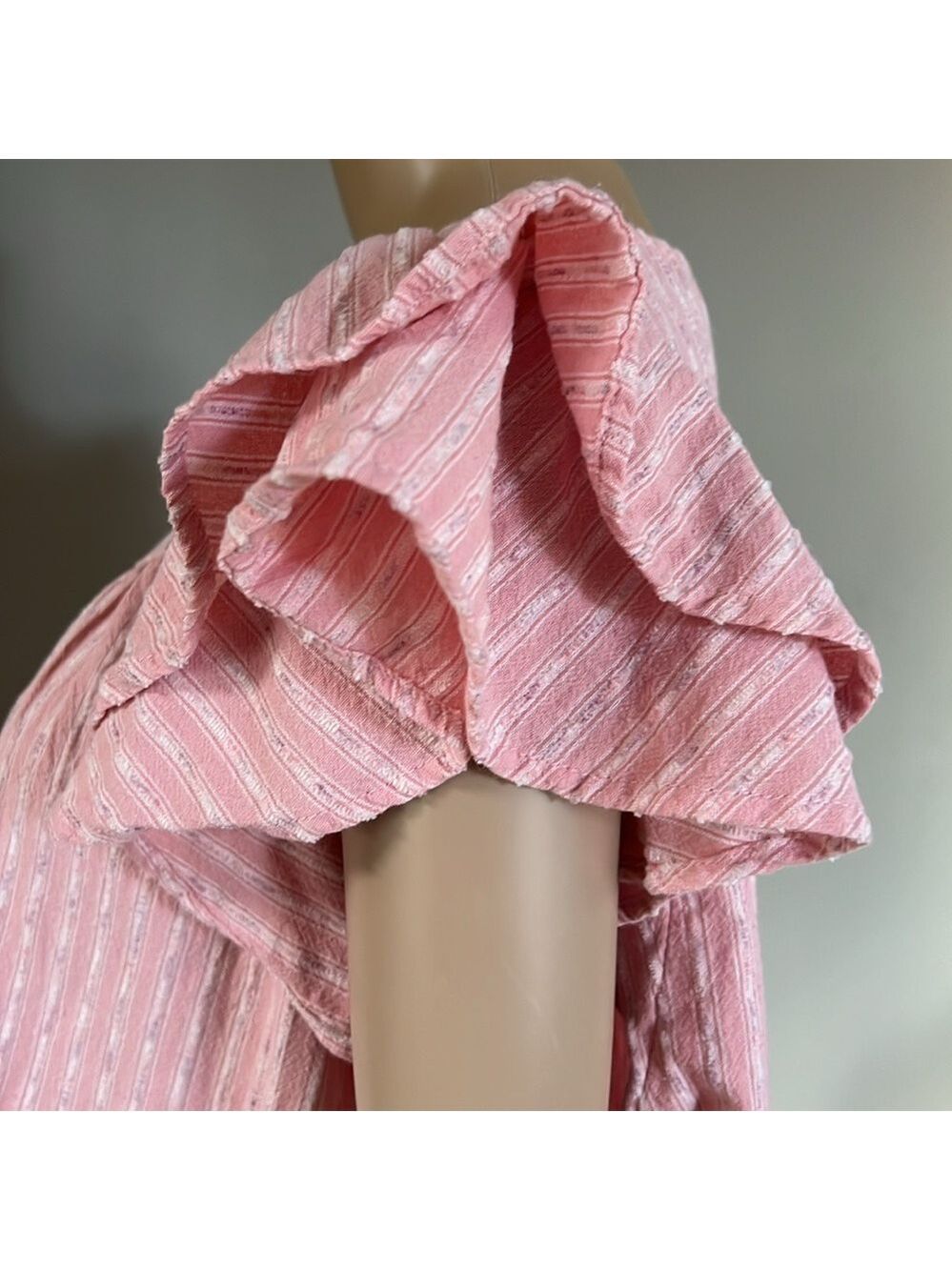 ANDRÉE BY UNIT Light Pink Filly Short Sleeve Striped Cotton Top Size XL*